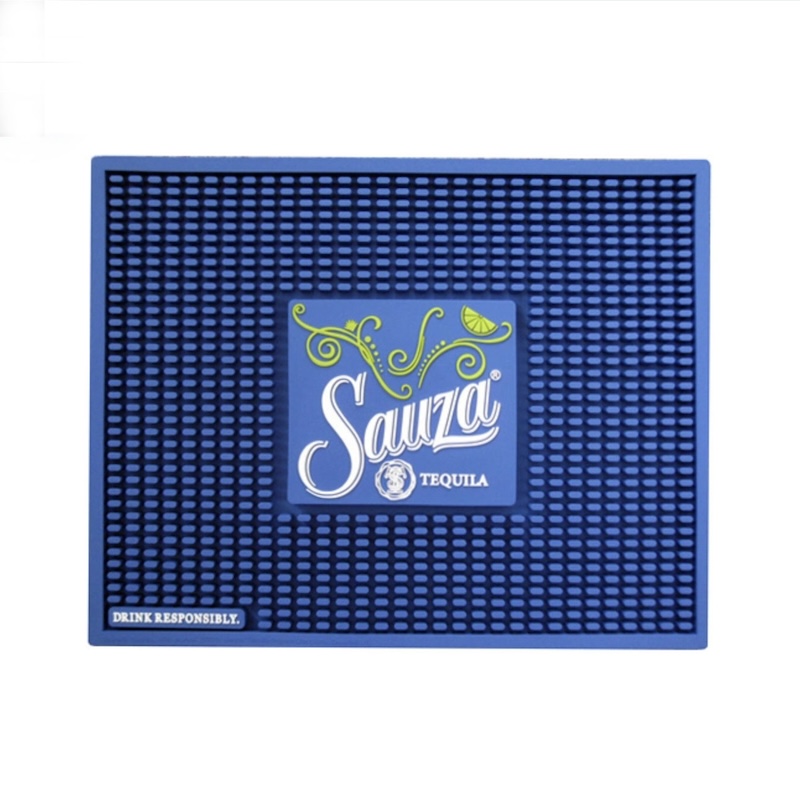 Custom Private Brand Logo PVC Rubber Bar Mat Plastic Drip Glass Mats